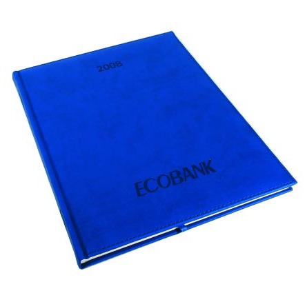 Agenda Ecobank 21×27 cm — couverture rigide bleue marquée